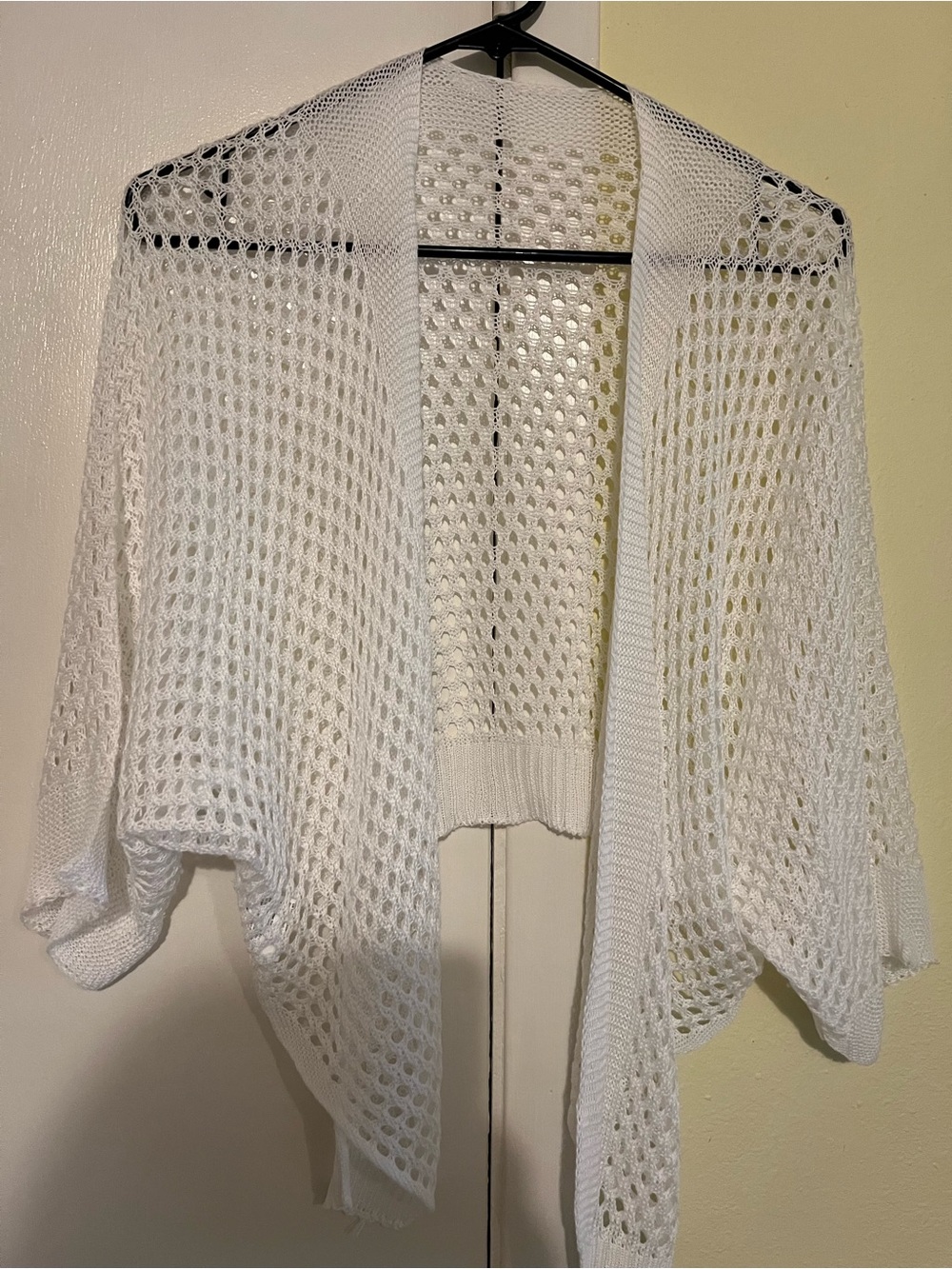 White Open-Knit Draped Women's cardigan